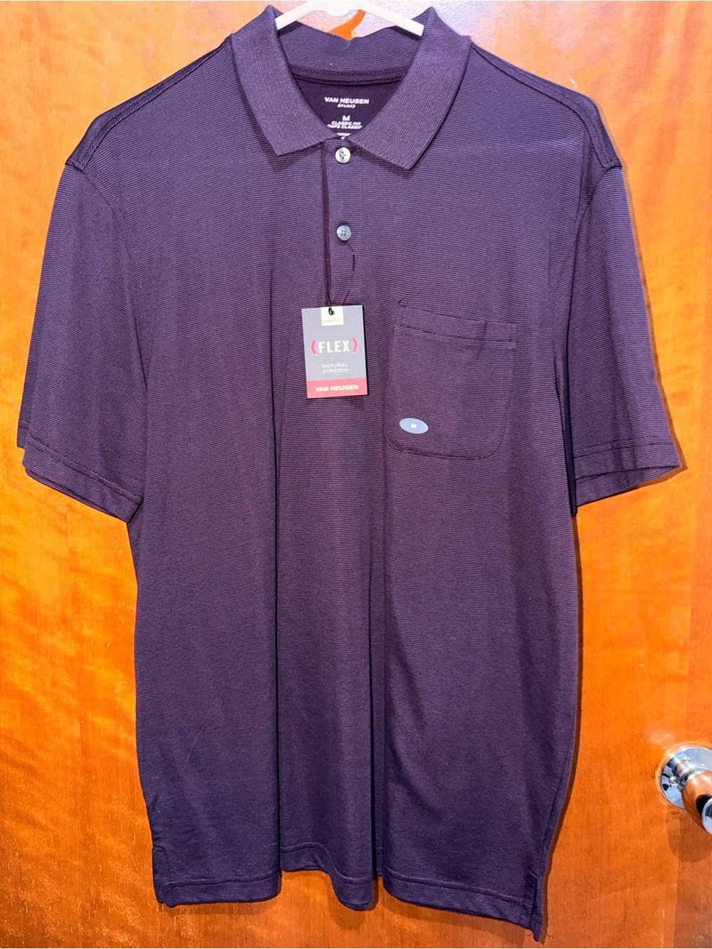 Van Heusen Men’s Deep Purple Polo with Chest Pocket
